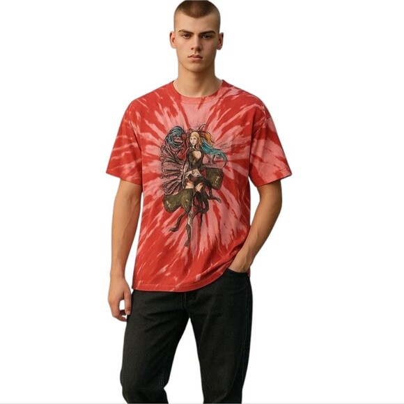 Men's Harley Quinn D.C. Anime Wash T-Shirt Tie-Dye Graphic Novel Iconic - Picture 1 of 11